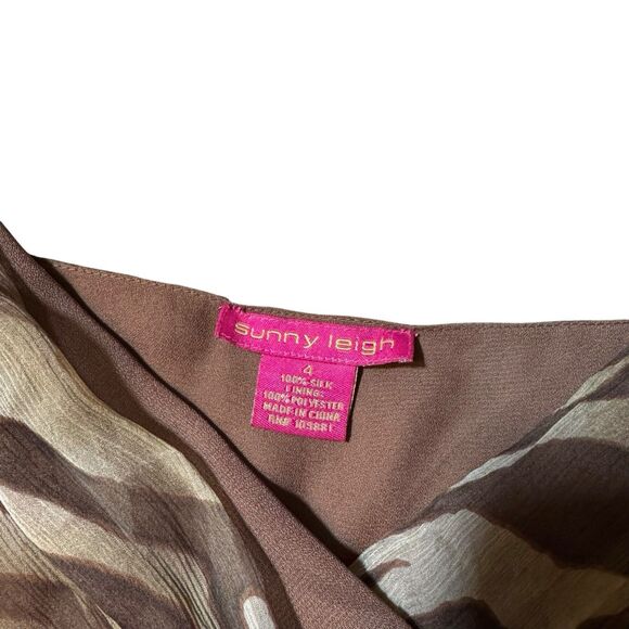 Sunny Leigh Dress, Size small 100% Silk Brown Zebra Print - Picture 7 of 9
